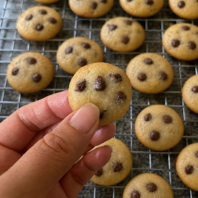 Mini cookies cooling on a rack